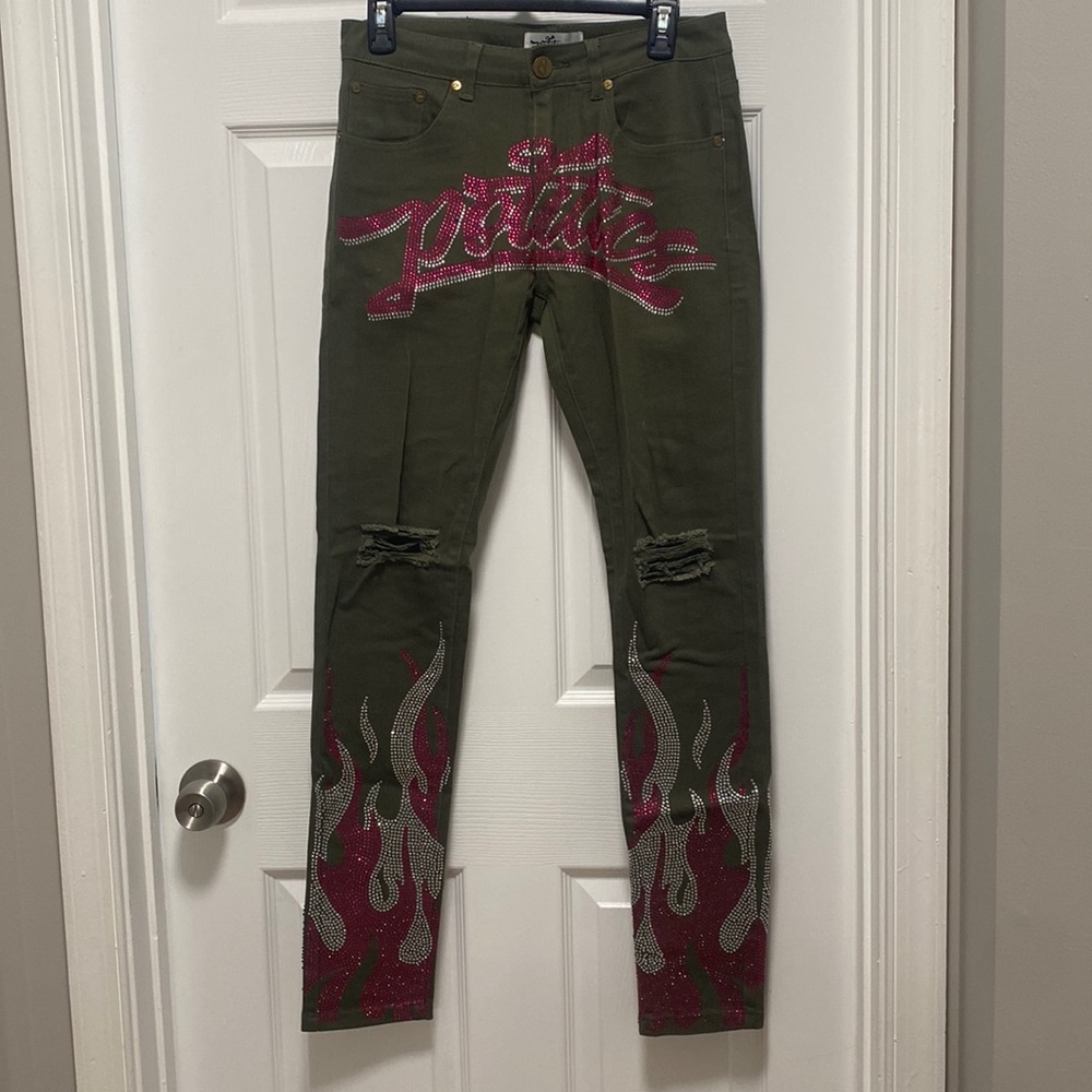 Politcs Distressed Rhinestone Jeans